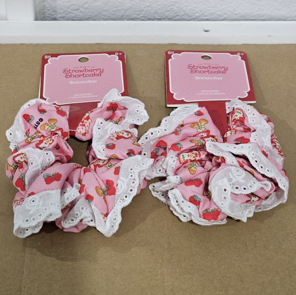 Strawberry Shortcake Pink Scrunchies 2 Sets